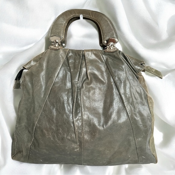 Barney’s New York Two Tone Grey Top Handle Leather Handbag - Picture 1 of 9